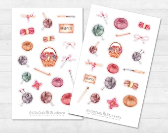 Knitting Sticker Set - Sticker Journal, Sticker Planner, Sticker Handcraft, Handmade, Hobby, Home, Wool, Material, Leisure