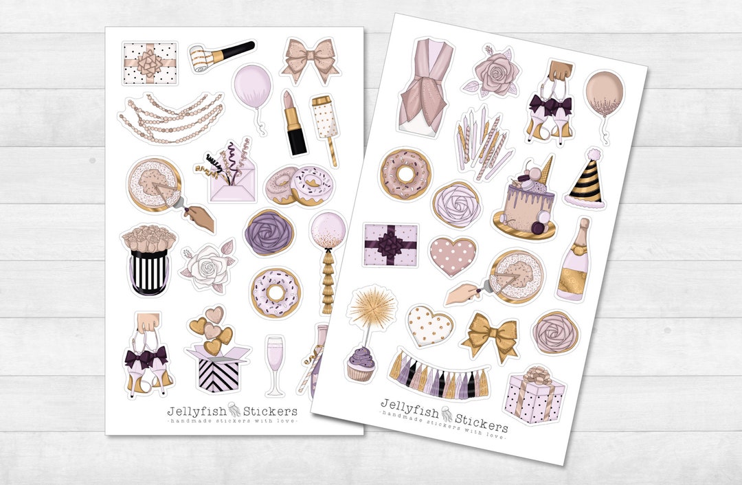 Birthday Sticker Set - Cute Stickers, Planner Stickers, Party Stickers ...