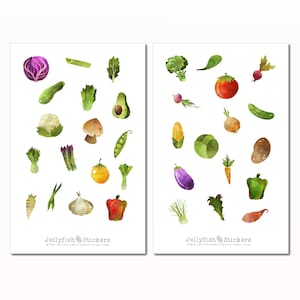 Set di adesivi per verdure - Adesivi colorati Adesivi per diario Adesivi per alimenti Adesivi per pianificatore Adesivi Cucina, cucina, primavera, estate, giardino