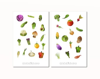 Set de pegatinas de verduras - Pegatinas coloridas Pegatinas de diario Pegatinas de comida Pegatinas de planificador Cocina, primavera, verano, jardín