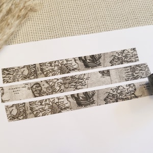 Washi Tape Weltkarte - Vintage, Landkarte, schwarz-weiß, Reisen, Urlaub, Klebeband, Material