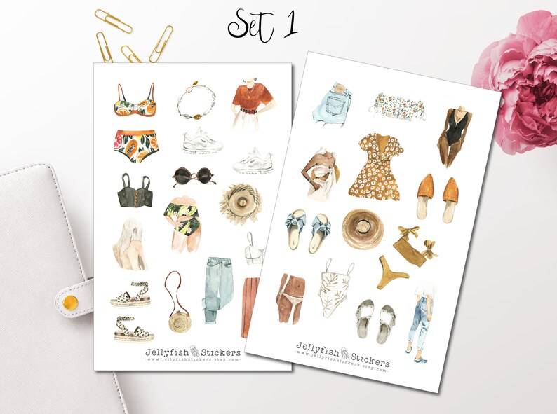 Clothes Fashion Stickers Bikini Stickers Summer Fashion Sticker Set Planner Stickers Dress Skirt Girls Girls Journal Stickers