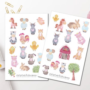 Farmtiere Sticker Set - Niedliche Aufkleber, Journal Sticker, Planer Sticker, Sticker Kuh, Küken, Schaf, Tiere, Bauernhof, Pferd, Farm