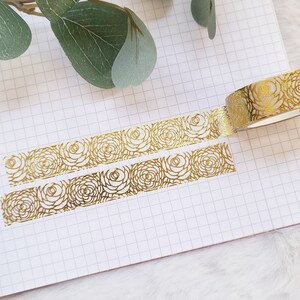 Washi Tape Golden Roses - Flowers, Nature, Garden, Floral, Foil, Wedding