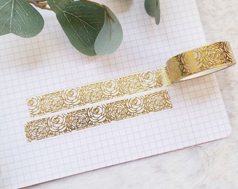 Washi Tape Goldene Rosen - Blumen, Natur, Garten, Floral, Folie, Hochzeit