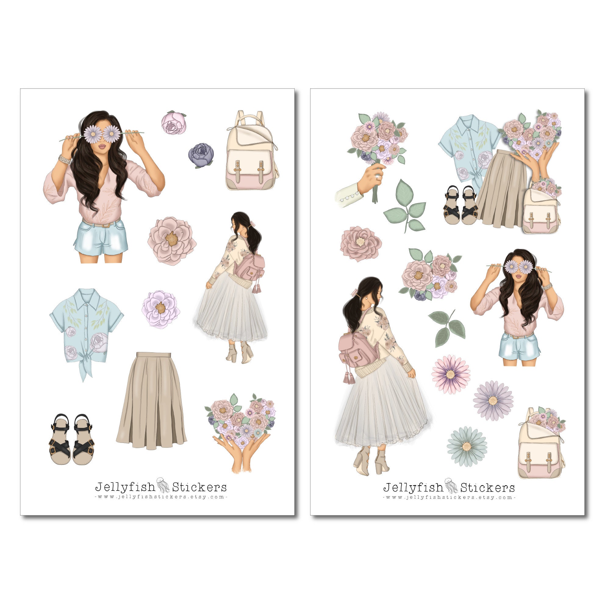 Flower Girls Sticker Set – Florale Aufkleber Fürs Journal, Planer Oder Geschenke