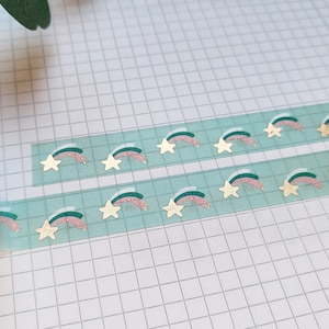 Washi Tape Shooting Star - koper, sterren, lucht, regenboog, kleurrijk, blauw