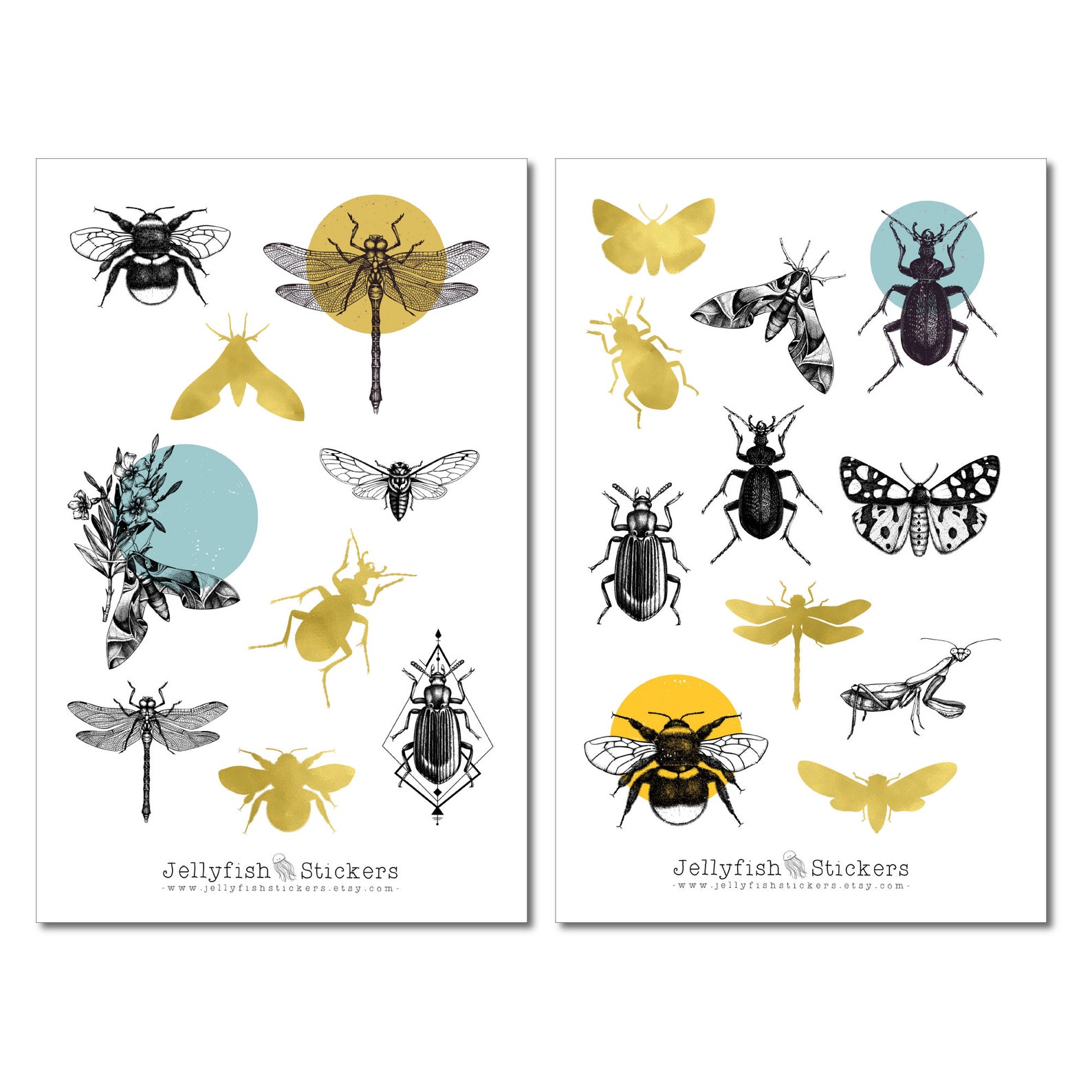 Journal Insect Stickers Insect Sticker Set - Sticker Journal Sticker Flowers Sticker Planner ...