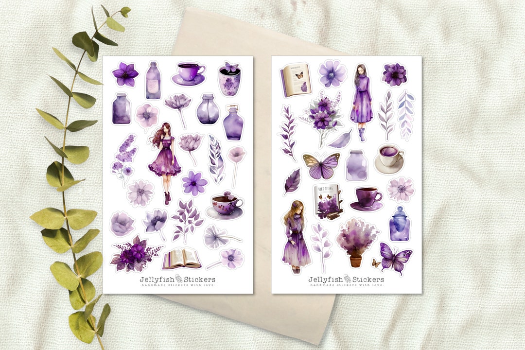 Purple Sticker Set - Stickers, Journal Stickers, Planner Stickers ...