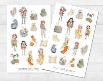 Stricken Sticker Set - Aufkleber Journal, Sticker Planer, Sticker Handarbeit, Handmade, Hobby, Zuhause, Wolle, Mädchen, Freizeit, Mütze