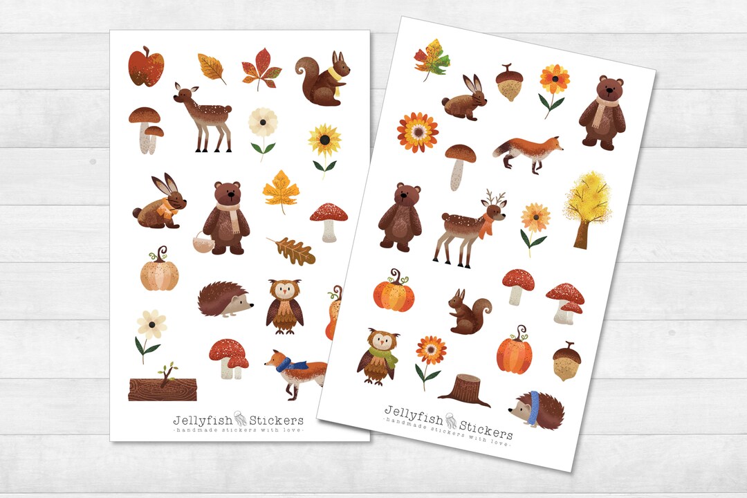 Autumn Animals Sticker Set - Stickers, Journal Stickers, Planner ...