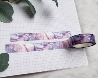 Washi Tape Purple Marble - silver, watercolor, watercolor, pink, gradient, stars, galaxy, magic