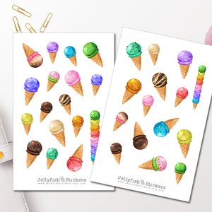 Set di adesivi per gelato - adesivi per alimenti adesivi per diario adesivi adesivi per agenda estiva adesivi, adesivi pallina di gelato