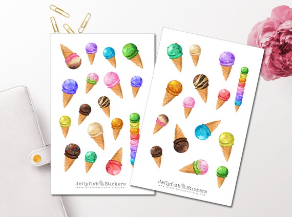 Eiscreme Sticker Set - Essen Aufkleber Journal Sticker Sticker Sommer Planer Sticker sticker, Sticker Kugel Eis