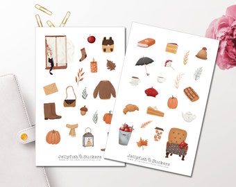 Autumn Clothing and Objects Sticker Set - Stickers Journal Stickers Planner Stickers Stickers Home Stickers Seasons