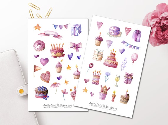 Birthday Sticker Set Cute Stickers Planner Stickers - Etsy