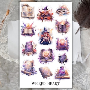 Paarse Heks Sticker Vel - Stickers, Stickers, Magie, Spreuken, Heksenboek, Tarotkaarten, Meisjes, Spell Book, Magisch, Boeken, Boek, Fantasie