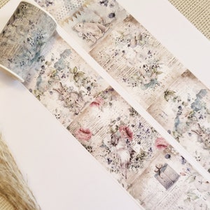 Design Washi Tape Vintage-zwierzęta, kwiaty, rośliny, czcionka kwiatowa, tekst, natura, scrapbooking, rękodzieło, taśma klejąca, materiał