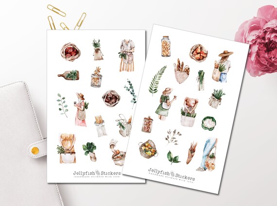 Herbst Gebäck Sticker Set – Journal Sticker, Backen Motiv, 2 Bögen