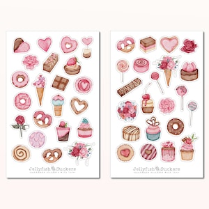 Süßigkeiten und Gebäck Sticker Set - Journal Sticker, Planer Sticker, Backen, Küche, Rezepte, Kochbuch, Muffin, Cupcake, Macarons, Bäckerei