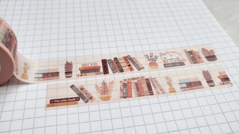 Washi Tape Bücher Buch, lesen, Gegenstände, Elemente, Regal, Katze, Kaktus, Pflanzen Natur, floral, Blumen, Schreibtisch Bild 2