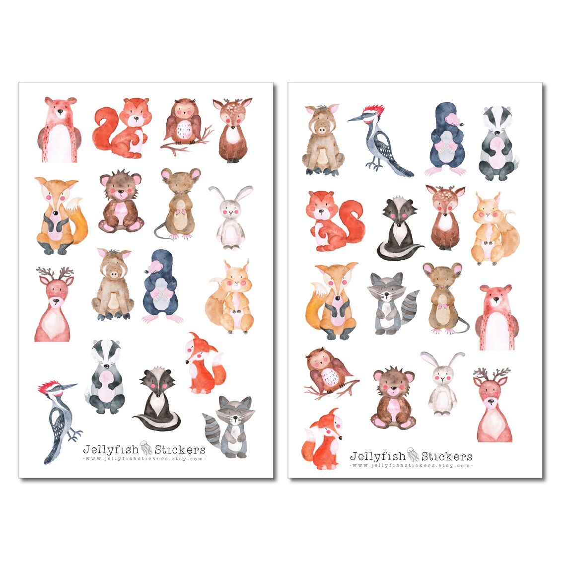 Forest Animals Sticker Set Cute Stickers Journal Sticker Etsy