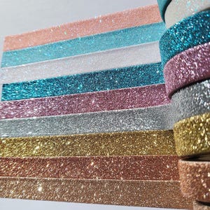 Washi Tape Glitzer - Glitter, blau, rosa, pink, weiß, kupfer, bronze, gold, silber