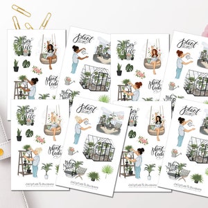 Set di adesivi per ragazza pianta - Adesivo per diario, adesivo per pianificatore, adesivo per ragazza, adesivo per giardino | Adesivo Foglio adesivo natura