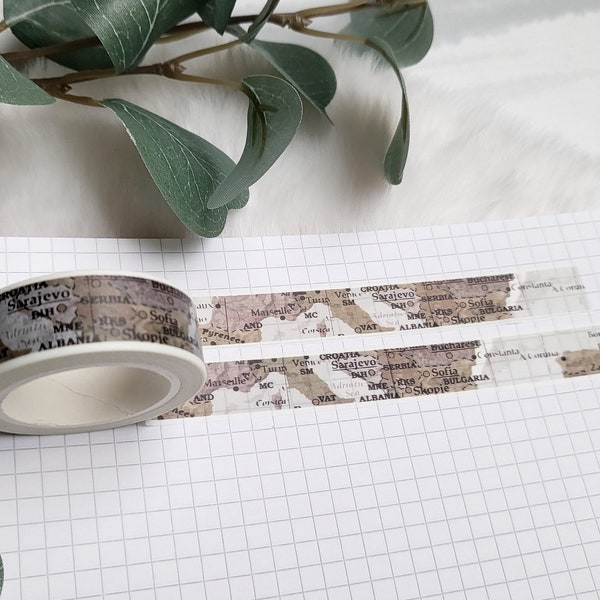 Washi Tape Landkarte - Weltkarte, Europa, Italien, Frankreich, Reisen, Urlaub, Städtereise, Vintage