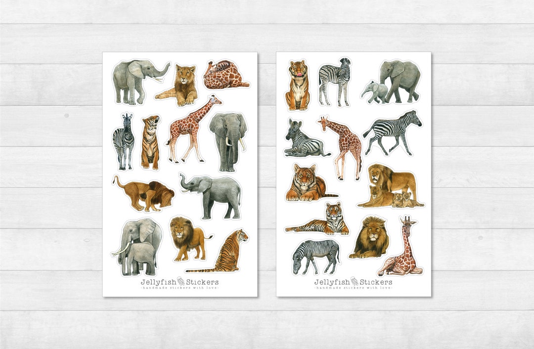 S.Stikers Adesivi Animali Della Savana – 50 Pezzi Rimovibili Su 5 Fogli, Per Bambini Dai 3 Anni, Stimola Creatività E Motricità
