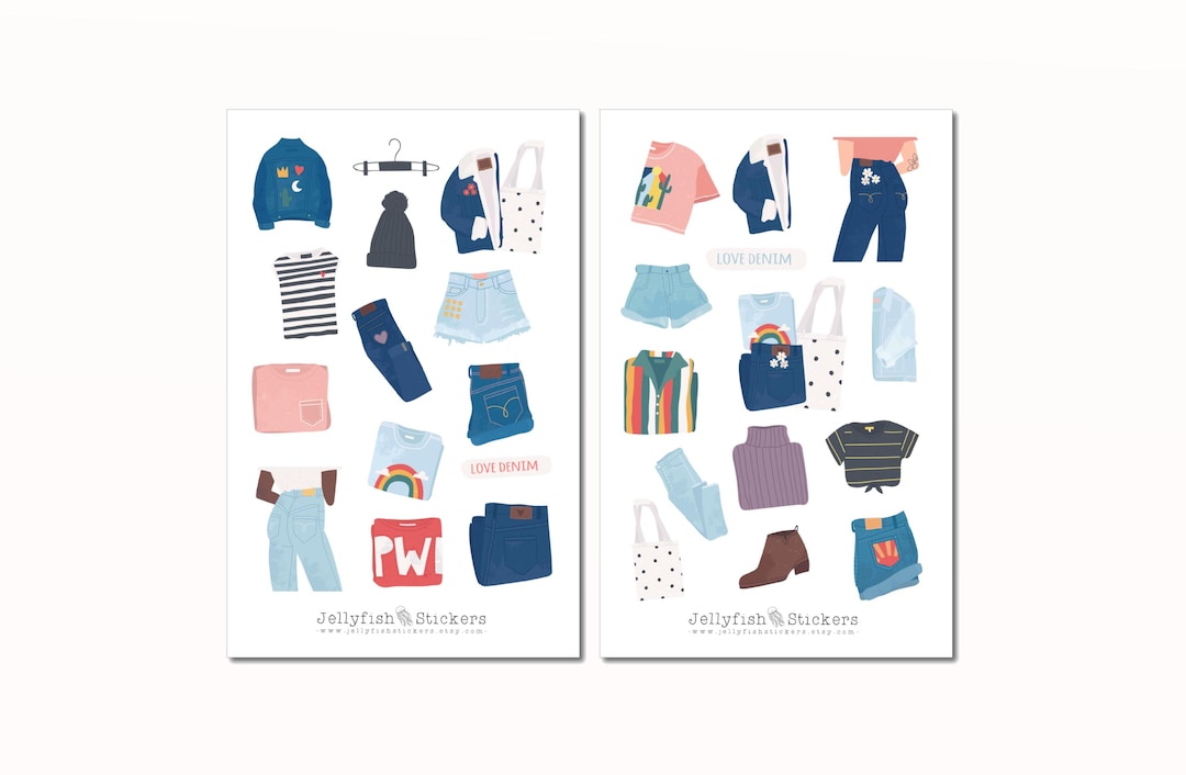 Clothing Jeans Sticker Set - Fashion Stickers, Journal Stickers ...