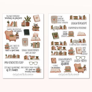 Set di adesivi con scritte di libri: adesivi, adesivi per pianificatore, adesivi per la lettura, topo di biblioteca, hobby, tempo libero, piante