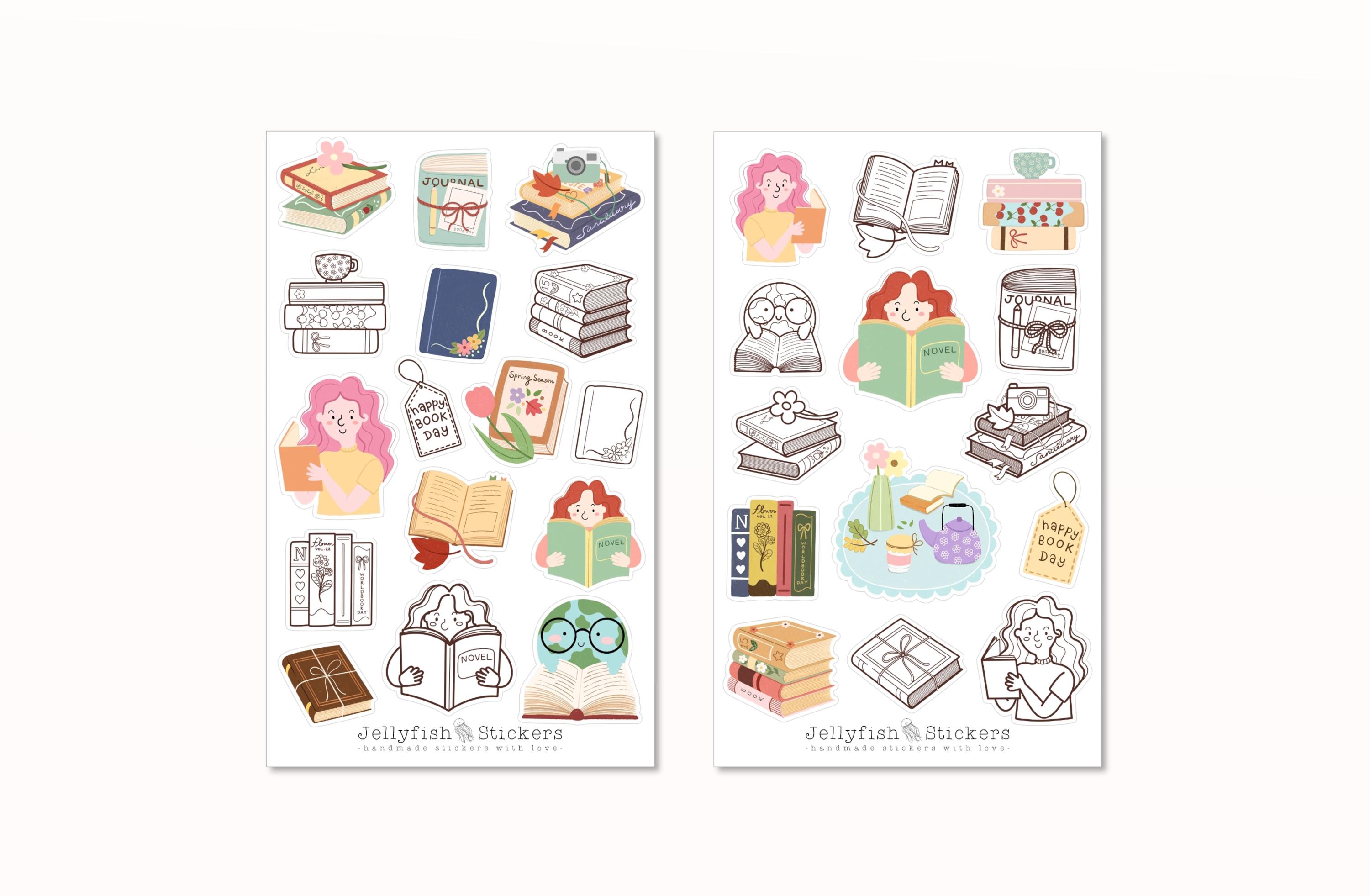 Books Sticker Set Book Sticker Set - Learn to Read a Book, School, University, Stickers ...