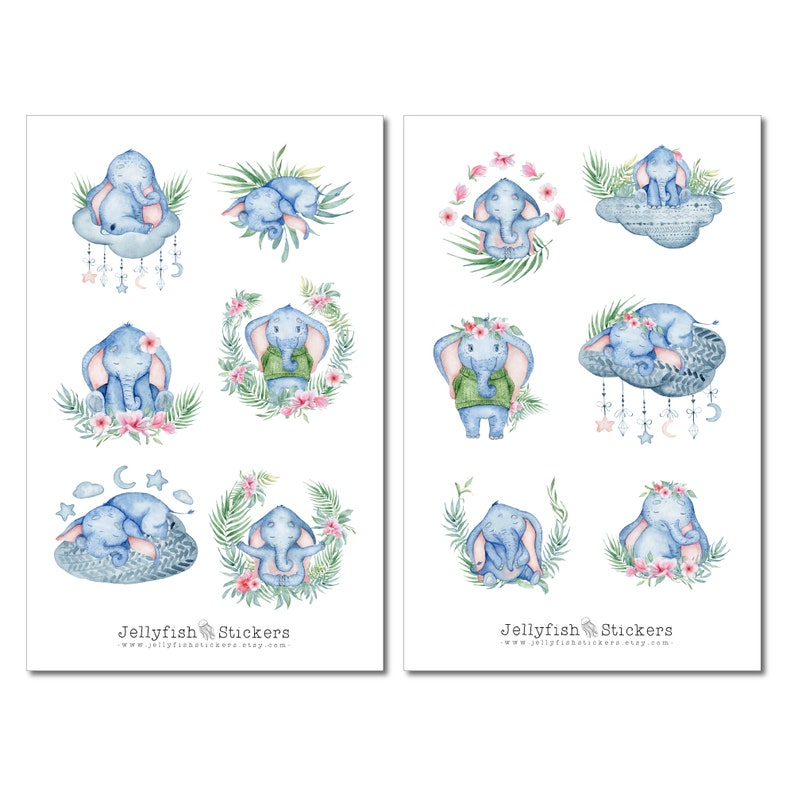 Cute Elephant Sticker Set Journal Sticker Planner Sticker Etsy