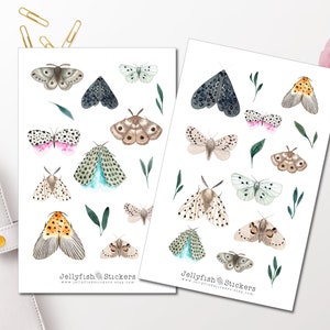 Motten Sticker Set - Aufkleber Journal Sticker Blumen Sticker Planer Sticker sticker, Sticker Insekten, Blätter