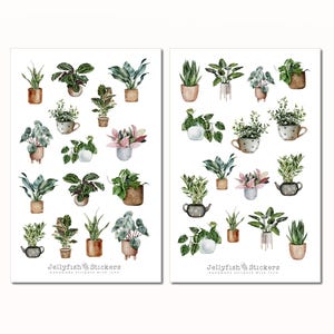Set de pegatinas de plantas: pegatinas para diario y planificador, naturaleza, plantas, hogar, plantas en maceta, flores, verde, medio ambiente, plantas de interior