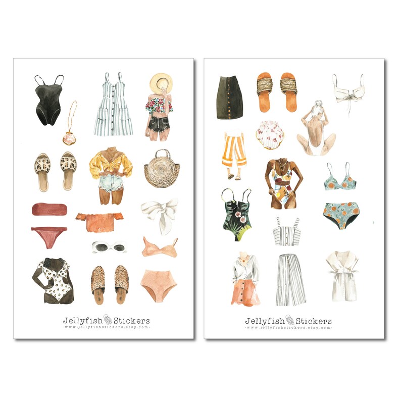 Clothes Fashion Stickers Bikini Stickers Summer Fashion Sticker Set Planner Stickers Dress Skirt Girls Girls Journal Stickers