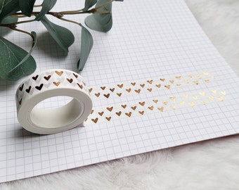 Washi Tape Hearts - Copper, Love, Heart, Foil, Bronze