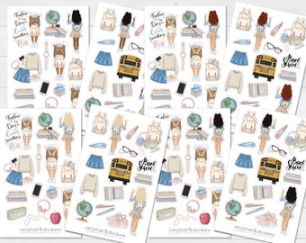Girls School Sticker Set - Journal Stickers, Planner Stickers, Girl Stickers, Woman, Sticker Learning, Pupil, Student, College, University