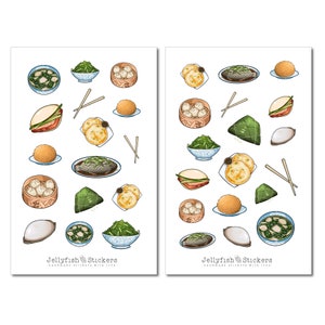 Chinesisches Essen Sticker Set - Aufkleber Bunt, Journal Sticker, Sticker Kawaii, Sticker Essen, Restaurant, Chinesisch, Küche, Kochen
