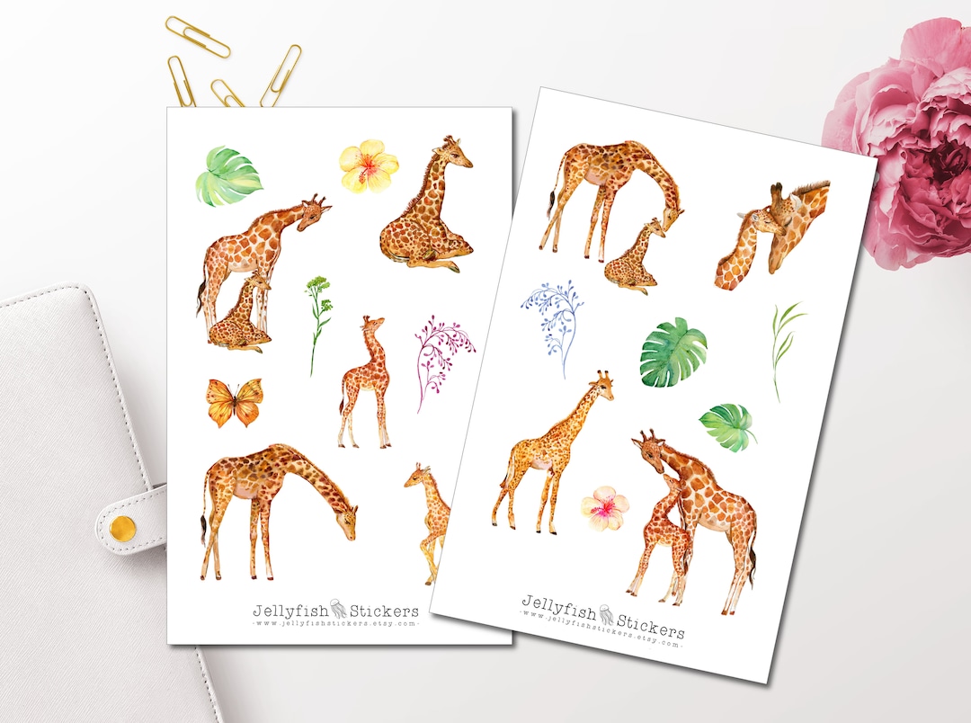 Giraffe Sticker Set Stickers Animals Journal Stickers Etsy