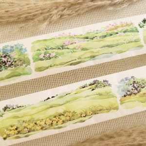 Design Washi Tape Meadow - landschap, natuur, tuin, groen, bloemen, planten, scrapbooking, knutselen, plakband, materiaal