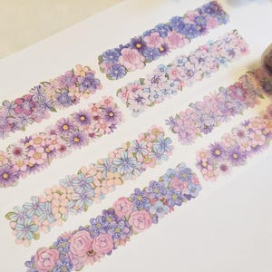 Design Washi Tape Flower Border-kwiaty, rośliny, natura, ogród, fioletowy, niebieski, kwiat winorośli, scrapbooking, rękodzieło, taśma klejąca, materiał