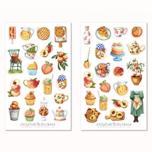 Ensemble d'autocollants pêche - Autocollants de journal, autocollants de planificateur, autocollants, autocollants de pâtisserie, fruits, cuisine, jardin, maison, muffin, gâteau