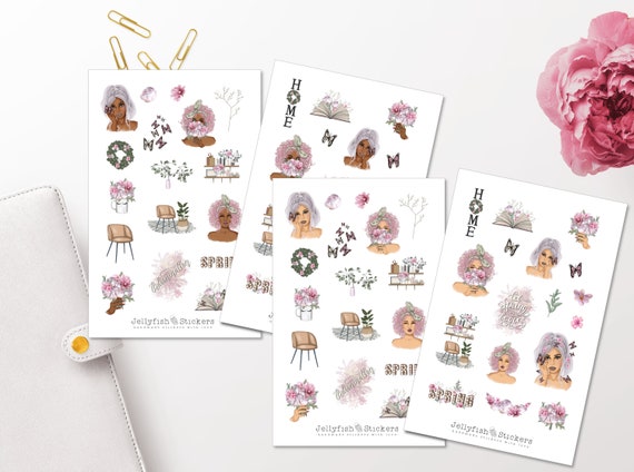 Flower Girls Sticker Set – Florale Aufkleber Fürs Journal, Planer Oder Geschenke