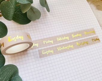 Washi Tape Wochentage - Gold, Rosa, Planer, Notizbuch, Tagebuch, Schrift