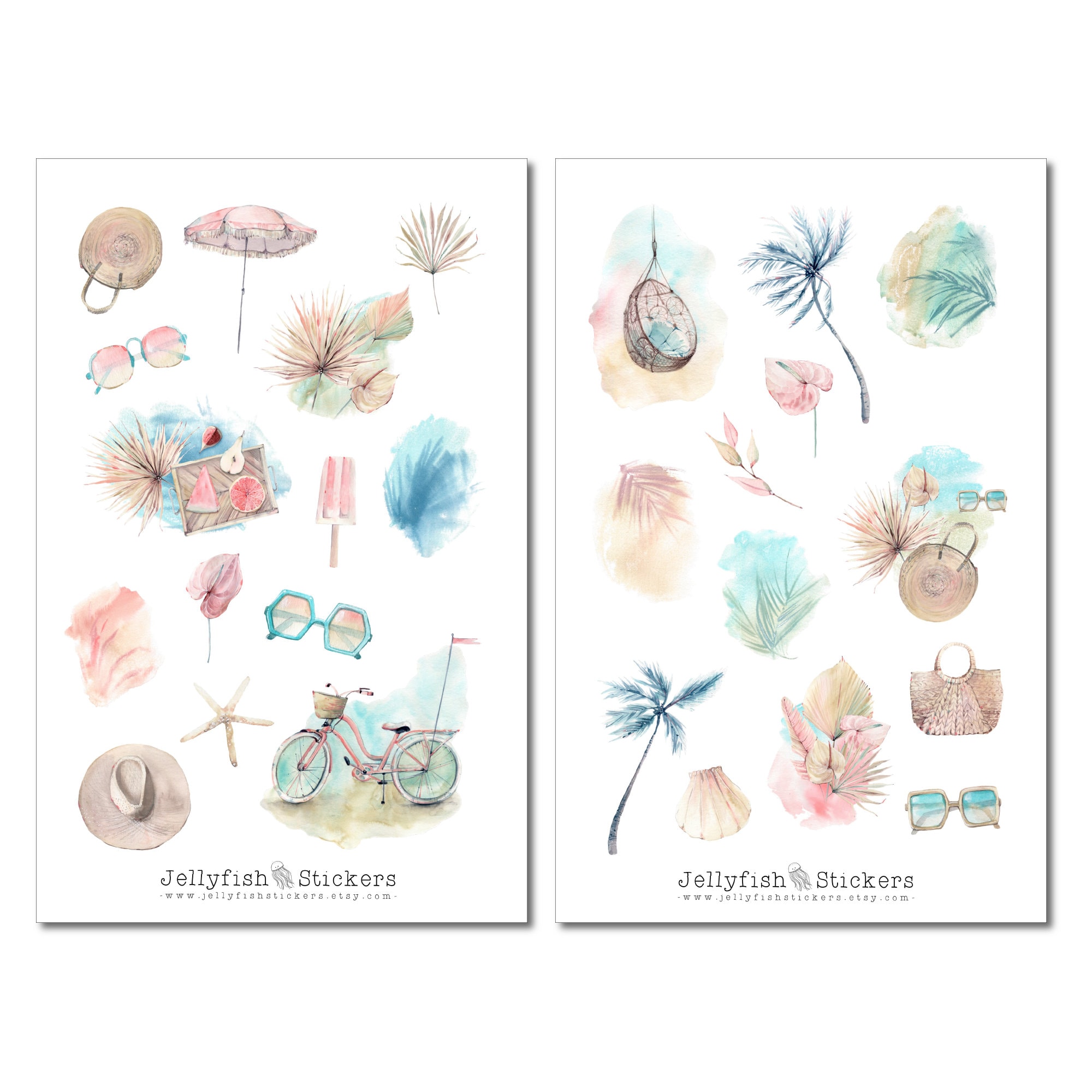 Meer Sticker Sommer Watercolor Sticker Set Aufkleber Meer Journal | Etsy