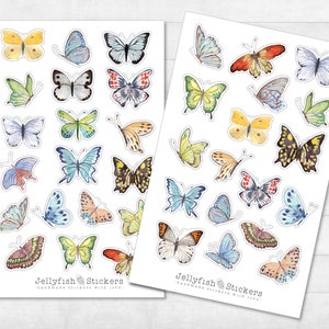 Vlinders sticker set - dagboekstickers, plannerstickers, insecten, natuur, kleurrijke stickers, tuin, lente, zomer, pastel