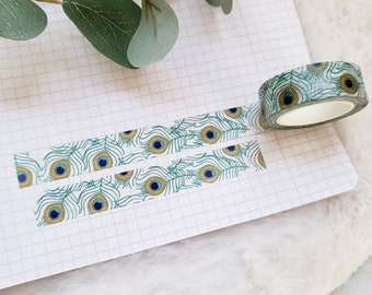 Washi Tape Pfau - Pfauenfeder, Feder, Vogel, Muster