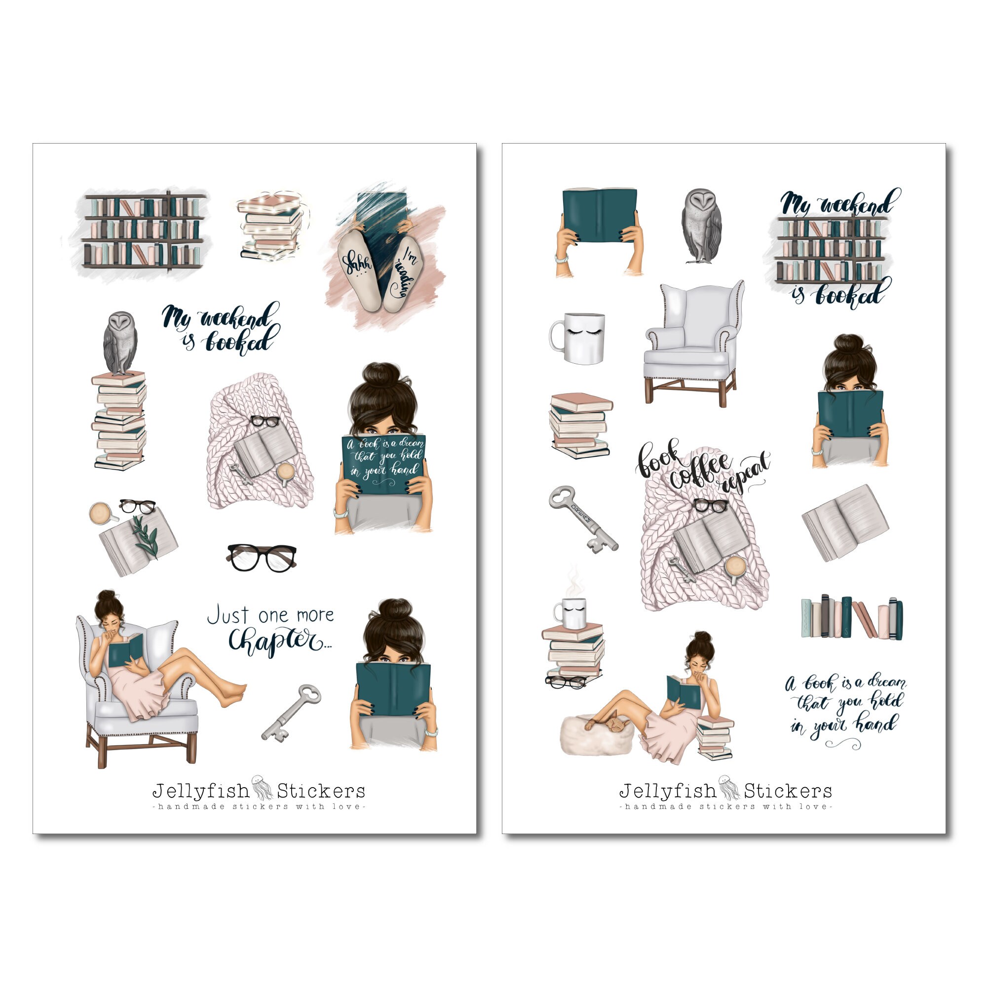 Girls Books Sticker Set Stickers Journal Stickers Planner - Etsy UK